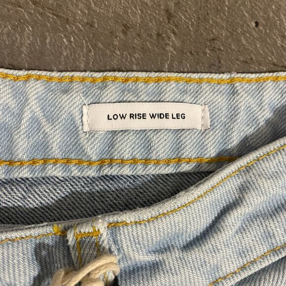 Forever 21 Jeans Distressed Low Rise Baggy Wide Leg Colorblock Women's 28 Blue - Picture 7 of 12